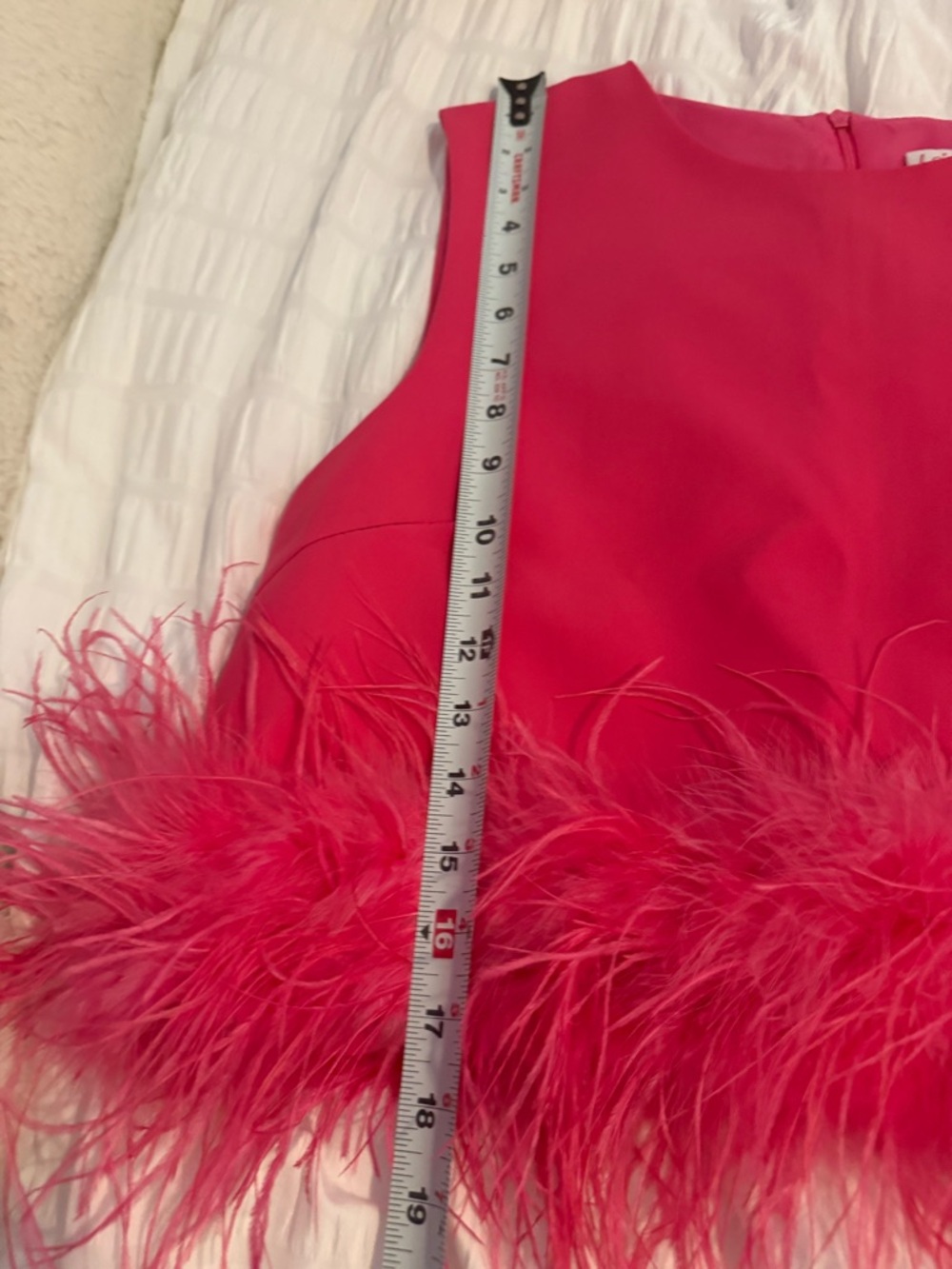 La’Ros Pink Feather Trim Crop Top NWT size large - Picture 5 of 9